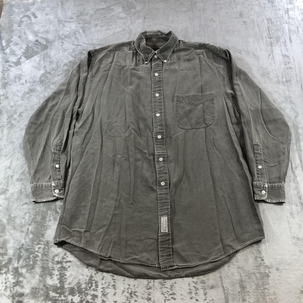 Vintage Abercrombie & Fitch Shirt Mens Medium Green Button Down Long Sleeve